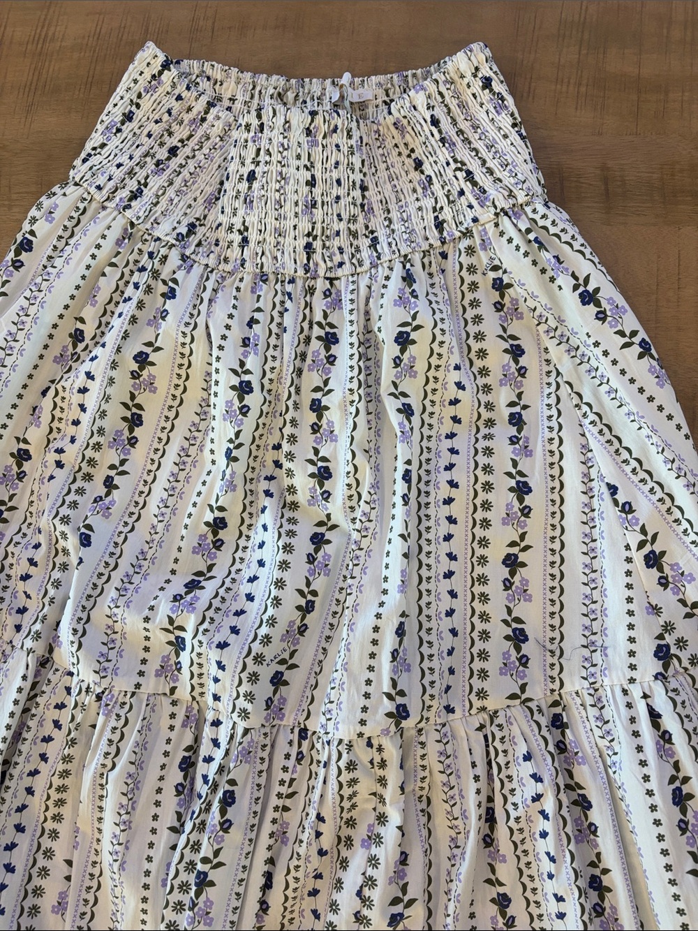 Karlie French Floral Vine Tiered Maxi Skirt Large NWT New Feminine 100% Cotton - Picture 6 of 10